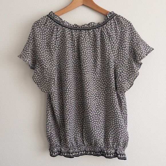 Boho Prairie Peasant Ruffle Blouse w/ Flutter Sleeves Max Studio Size M - Picture 2 of 13